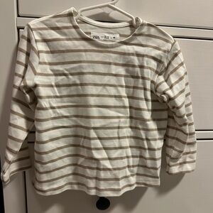 Zara Cream and Brown Striped Top
